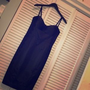 GUESS fitted spaghetti strap lace detail dress.